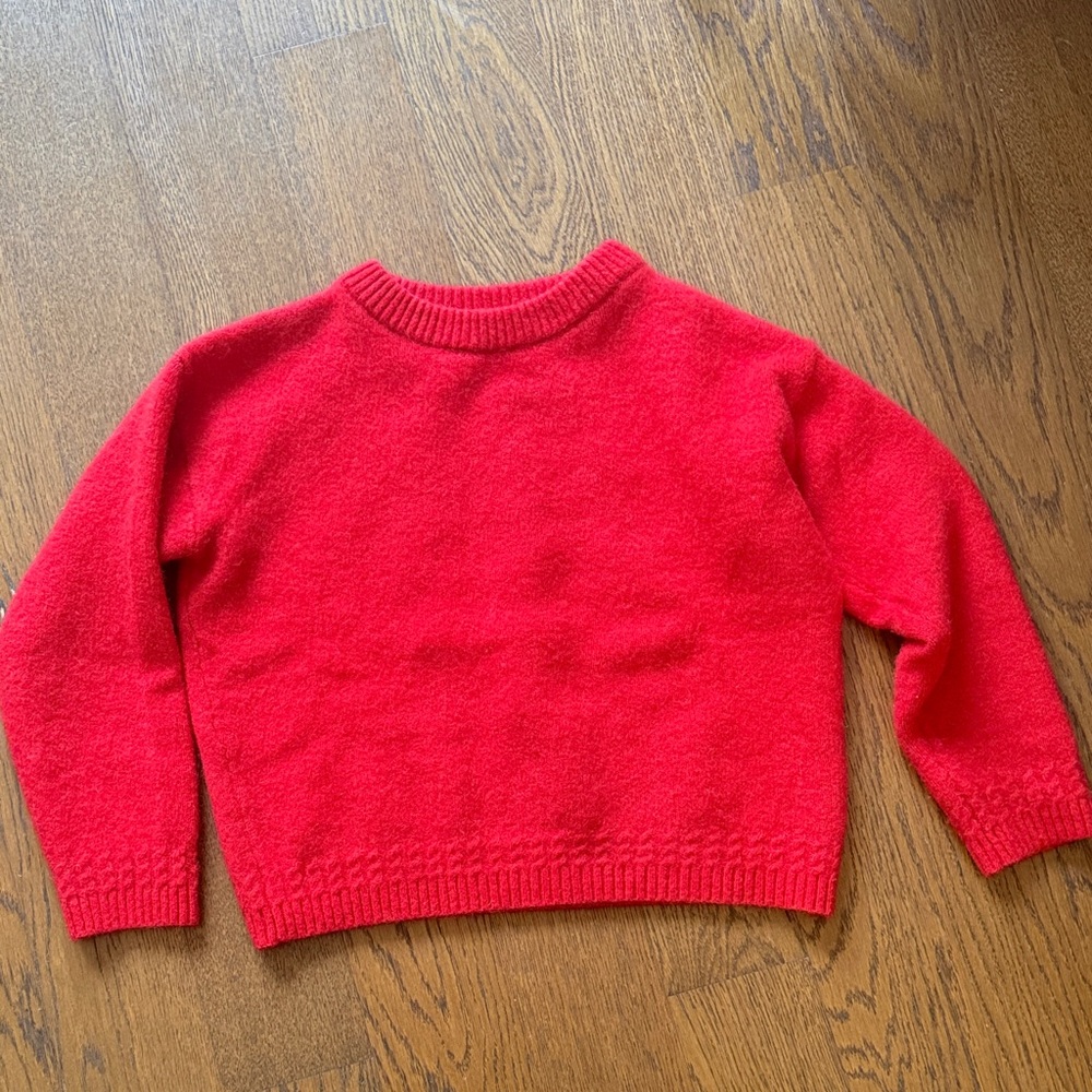Sezane Amiel Vibrant Red Crew Neck Sweater - Size Small